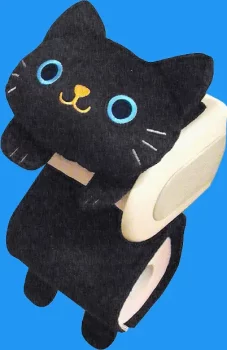 ME339 Cute Animal Toilet Paper Holder Cat Black